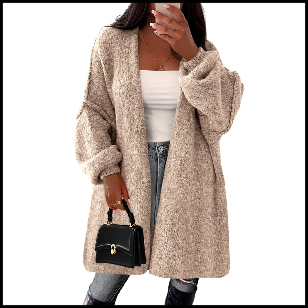 Oversized Long Cardigan Sweater Knit Open Front Winter Jacket Women's - Picture 1 of 7